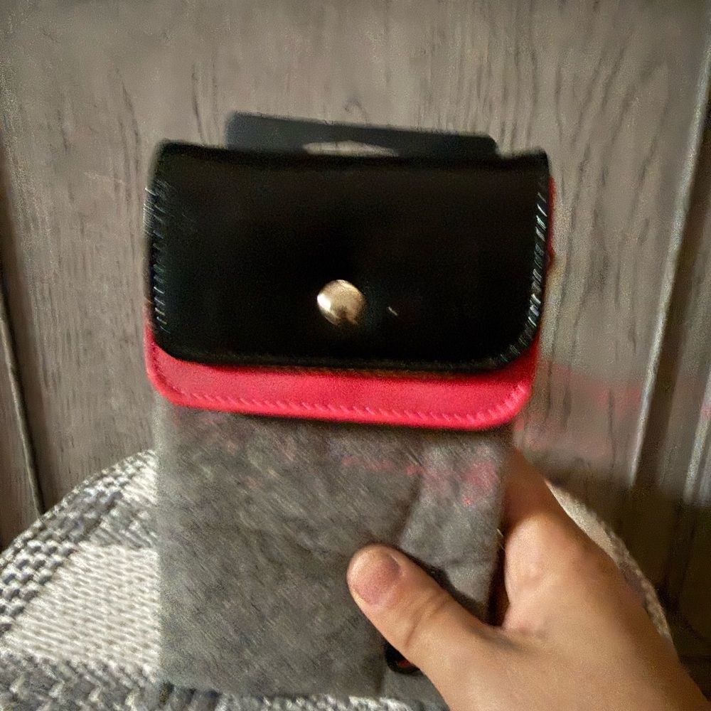 Gray Felt Crossbody Bag with Black and Pink Trim - Picture 2 of 3